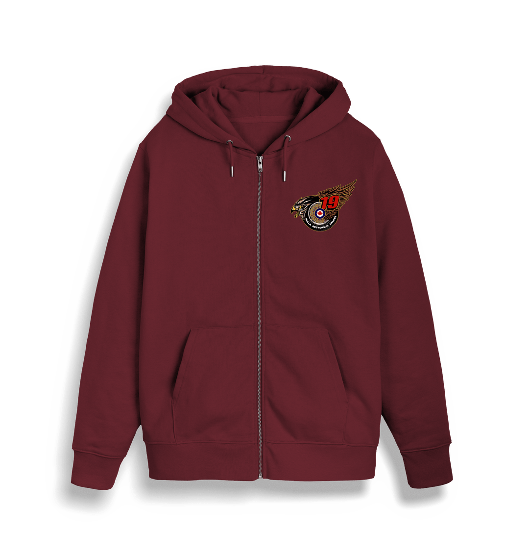 Burgundy 19W Motorcycle Club zip hoodie