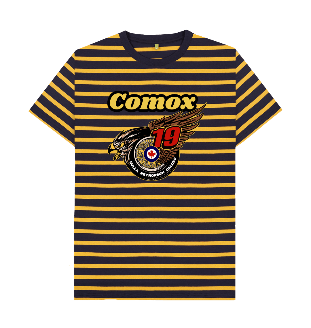 Navy & Mustard Stripe Comox Motorcycle Club Bee Tshirt