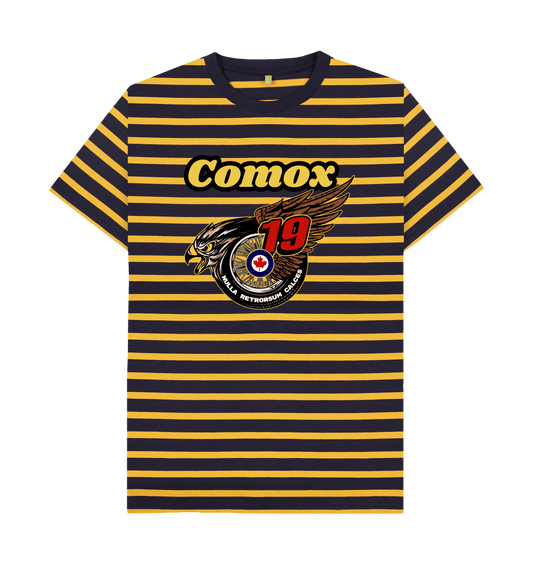 Navy & Mustard Stripe Comox Motorcycle Club Bee Tshirt